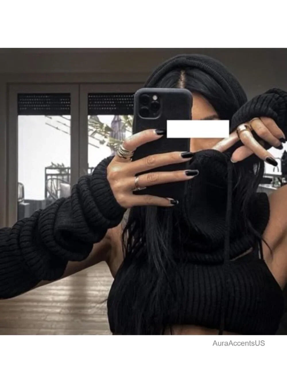 Women's Cute Knitted Balaclava Hooded Scarf Windproof Winter Drawstring Skull